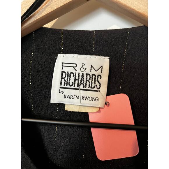 Vtg 70s R&M Richards Karen Kwong Black Gold Striped Blouse Shirt 18 X-Large XXL - Picture 6 of 7